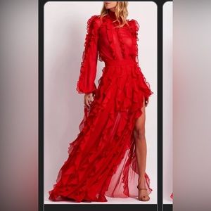 PATBO blouse in XS + skirt size 4 color is Red Poppy recent runway collection